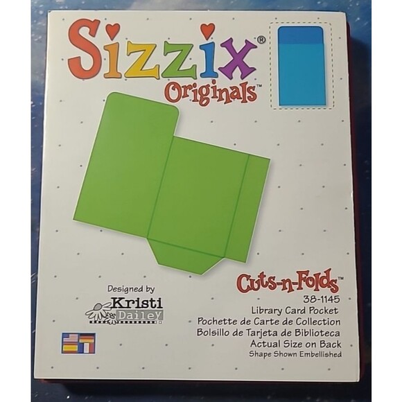 SIZZIX Originals Cuts-n-Folds Library Card Pocket 38-1145 DesignbyKristiDailey - Picture 1 of 3
